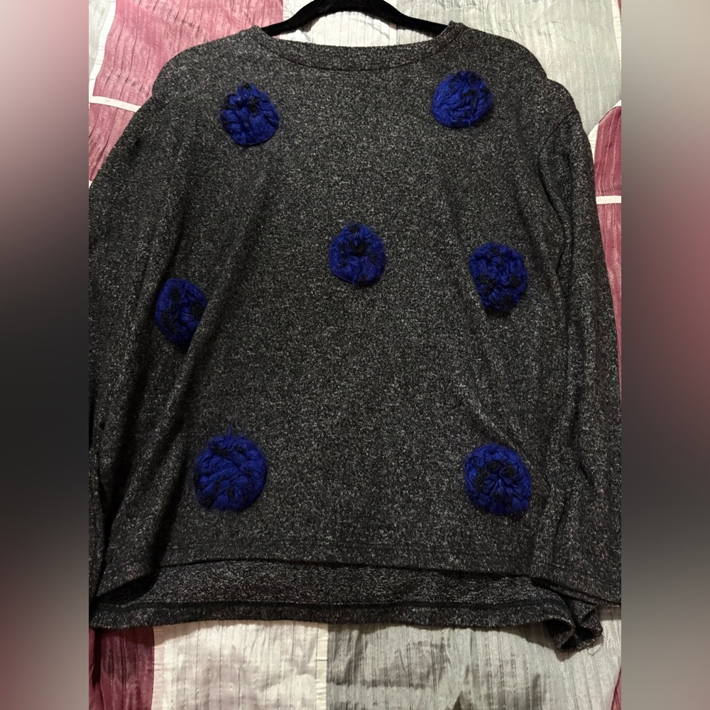Zara Gray Sweater with Blue Accents. Size Small.